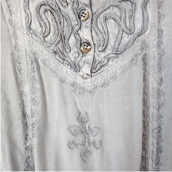 Vintage Embroidered Ice Blue Renaissance/ Fairy Dress - Picture 8 of 11